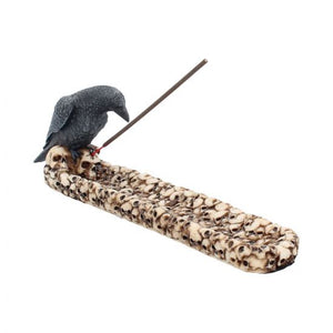 Raven and skulls incense stick holder