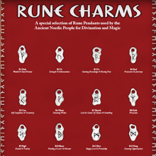 Load image into Gallery viewer, Rune charm pendants on black cord

