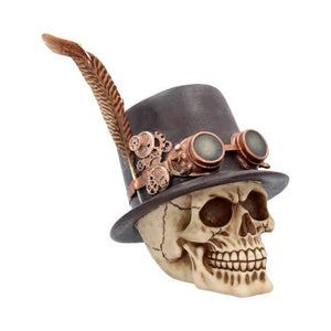 The aristocrat - steampunk skull with feather