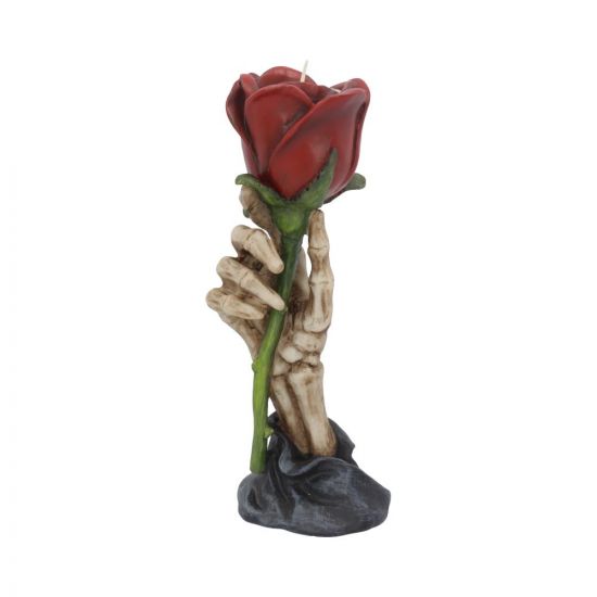 Skeletal hand with rose tealight holder - eternal flame 20.5cm