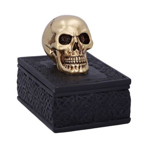 Gold Skull Black Trinket Box - Celtic Opulence 11.8cm